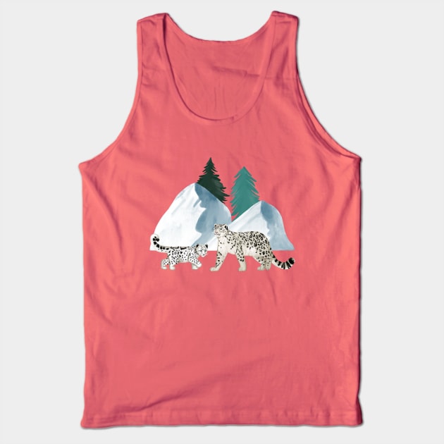 Snow Leopards on a Snowy Day Tank Top by tangerinetane